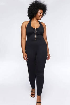 Plus Lace-Up Jumpsuit