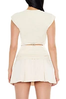 Ruched Cap-Sleeve Cutout Top