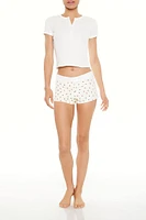 Dainty Heart Print Pajama Shorts