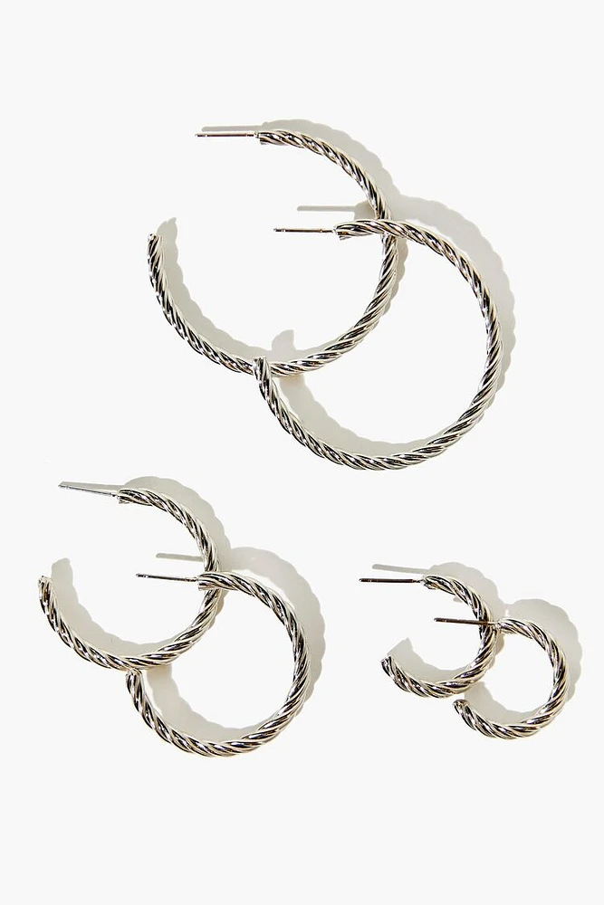 Twisted Open-End Hoop Earring Set