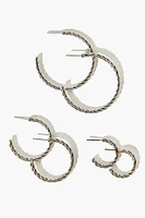 Twisted Open-End Hoop Earring Set