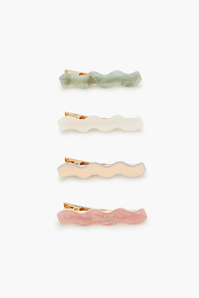 Wavy Marble Hair Clip Set