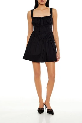 Ruffle Poplin Bow Mini Dress