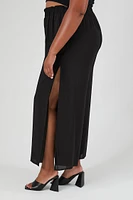 Plus Split Wide-Leg Pants