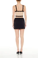 Belted Zipper Mini Skirt