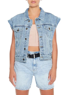 Boxy Raw-Cut Denim Vest