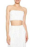 Cropped Pinstripe Tube Top