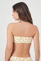 Flower Print Bandeau Bikini Top