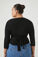 Plus Ribbed Wrap Sweater