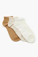 Ruffle-Trim Ankle Socks Set - 3 pack