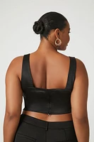 Plus Satin Crop Top