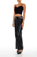 Cutout Faux Leather Pants