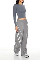 Piped-Trim Wide-Leg Pants