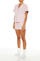 Pipe-Trim Shirt & Shorts Pajama Set