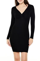 Twist-Front Mini Sweater Dress