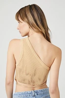 Rib-Knit One-Shoulder Cropped Tank Top