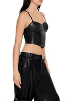 Faux Leather V-Hem Bustier Cami