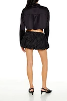 Pinstriped Bubble-Hem Mini Skirt