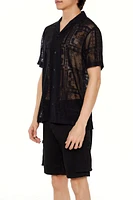 Allover Lace Pattern Button-Down Shirt