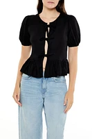 Bow Split-Front Flounce Top