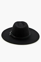 Etched Faux Leather-Trim Fedora