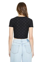 Cropped Eyelet Tee