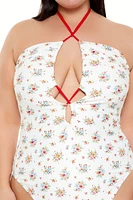 Plus Floral Monokini One-Piece Swimsuit