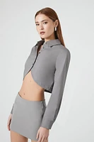 Poplin Notched-Hem Cropped Shirt