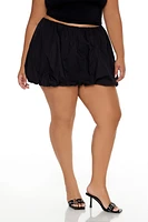 Plus Poplin Bubble-Hem Mini Skirt
