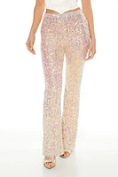 Sequin Mid-Rise Flare Pants