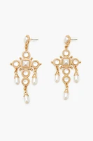 Faux Pearl Chandelier Earrings