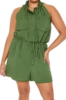 Plus Sleeveless Cargo Romper