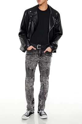 Mineral Wash Moto Skinny Jeans