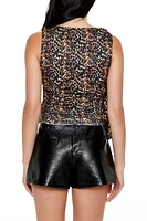 Leopard Ruffle Cropped Tank Top