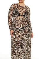 Plus Leopard Swim Cover-Up Dress