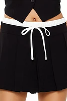 Pleated Drawstring Mini Skort