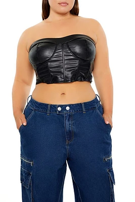 Plus Faux Leather Tube Top