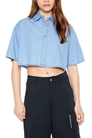 Boxy Cropped Chambray Shirt