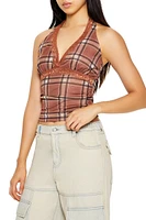 Mesh Plaid Halter Top