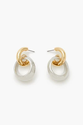 Two-Tone Hoop Drop Earrings