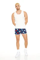 Star Print Drawstring Swim Trunks