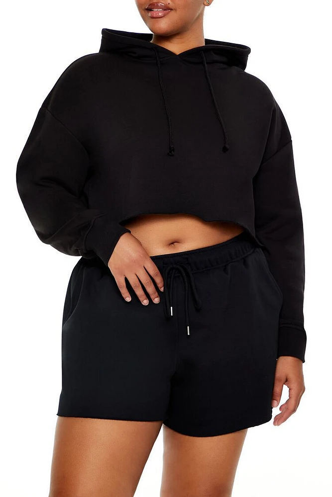 Plus Cropped Fleece Hoodie