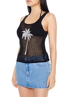 Mesh Palm Tree Tank Top