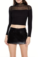 Mock Neck Sweater-Knit Crop Top