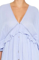 Butterfly-Sleeve Flounce Maxi Dress