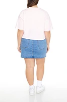 Plus Denim Cargo Mini Skirt