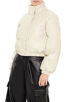 Quilted Faux Leather Bomber Jacket