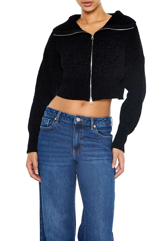 Cropped Zip-Up Sweater