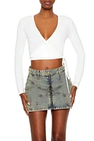 Ribbed Knit Wrap Crop Top