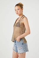 Sheer Metallic Crochet Cami